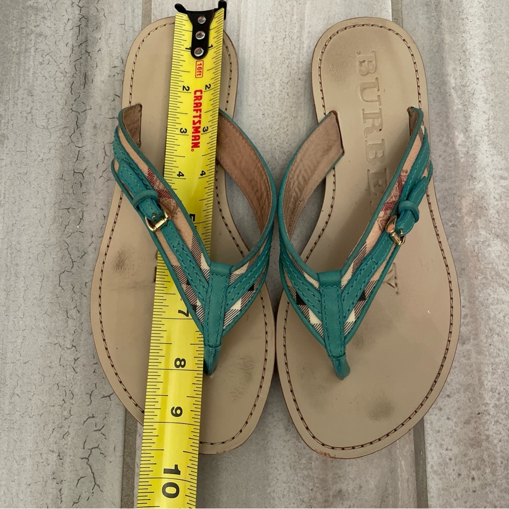 Burberry Teal Nova Check Thong Sandals With Buckle Size 36 - Picture 4 of 12